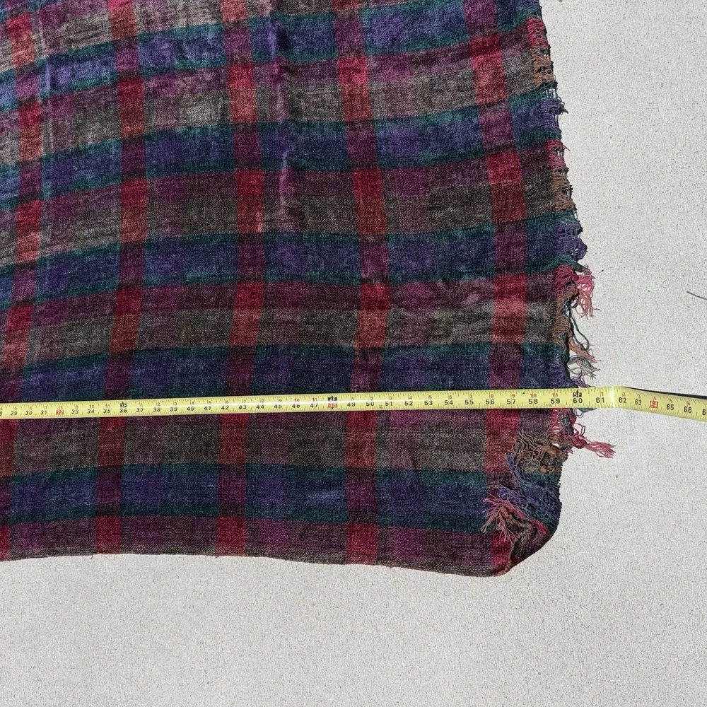 Dark Plaid Chenille Fringed Sofa Throw Blanket Traditional Living Room 60x49